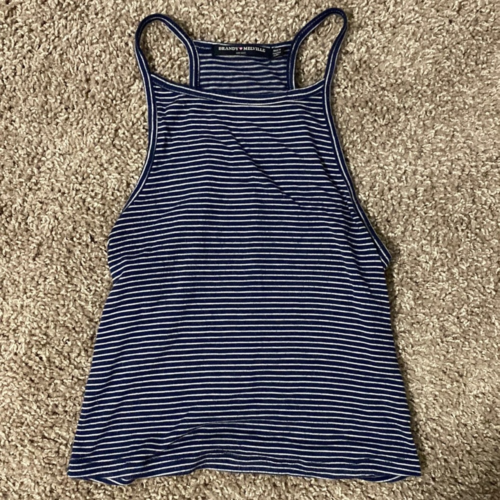 Brandy Melville navy and white stripe crop top